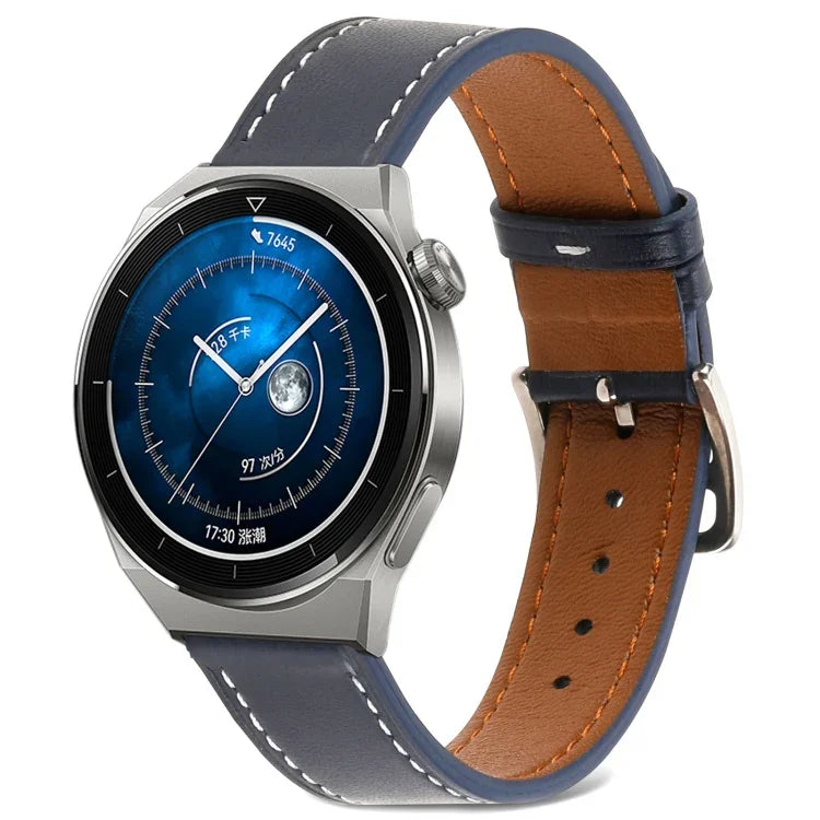 Plain Weave Genuine Leather Watch Band, For Samsung Galaxy Watch4 20mm, For Huawei Watch GT 3 Pro 22mm