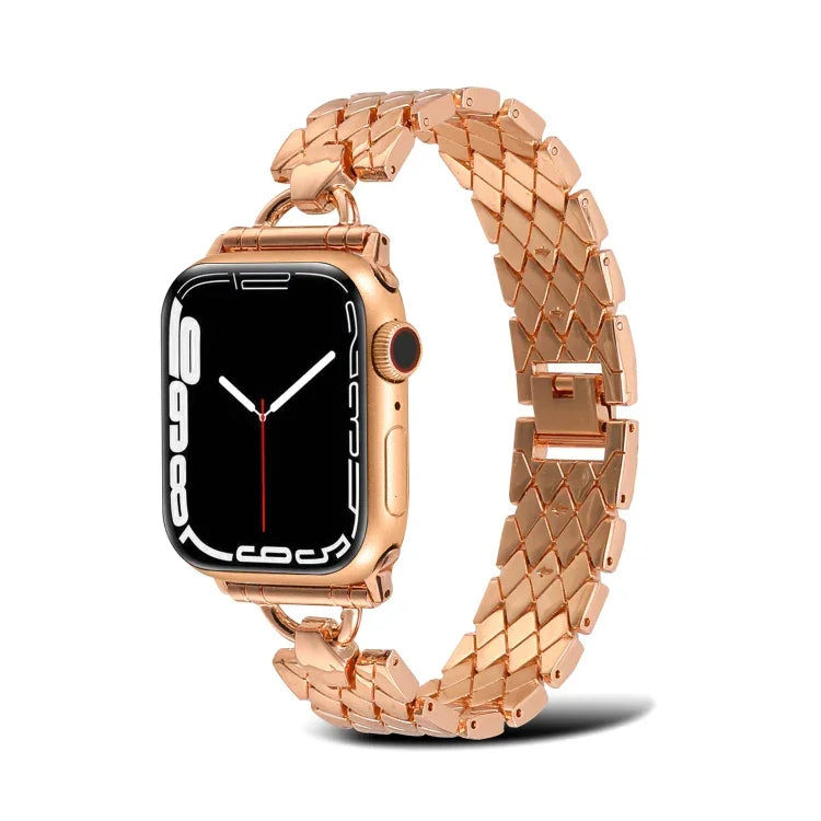 D-shaped Rhombus Metal Watch Band For Apple Watch Series, 7 45mm / 6&SE&5&4 44mm / 3&2&1 42mm, 7 41mm / 6&SE&5&4 40mm / 3&2&1 38mm