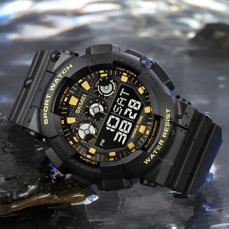 SKMEI 1857 Stainless Steel Buckle PU Strap Waterproof Electronic Watch