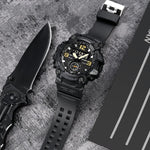 SKMEI 1965 Stainless Steel Buckle PU Strap Waterproof Electronic Watch