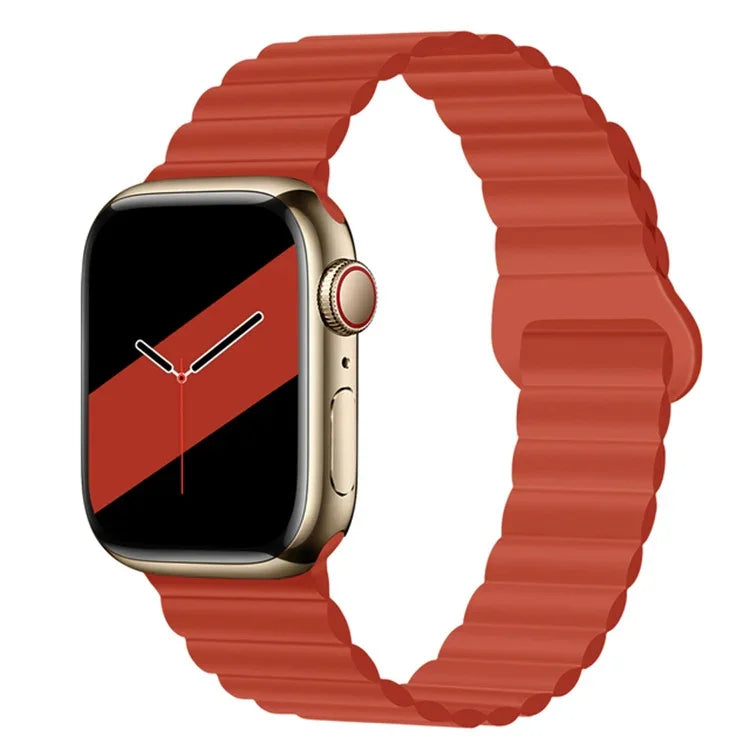 Reverse Buckle Magnetic Silicone Watch Band For Apple Watch Series, 7 45mm / 6&SE&5&4 44mm / 3&2&1 42mm, 7 41mm / 6&SE&5&4 40mm / 3&2&1 38mm