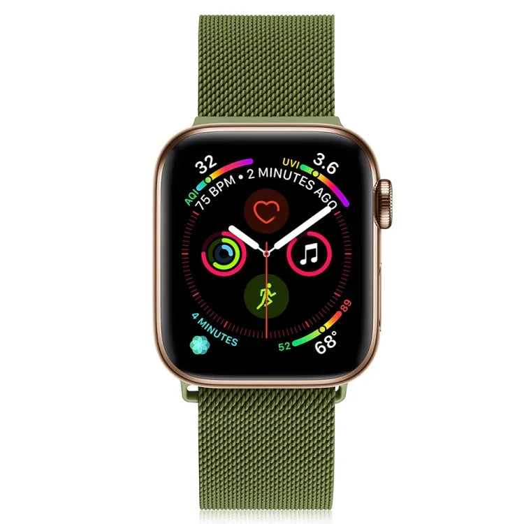 Milanese Stainless Steel Watch Band For Apple Watch Series, 7 45mm / 6&SE&5&4 44mm / 3&2&1 42mm, 7 41mm / 6&SE&5&4 40mm / 3&2&1 38mm