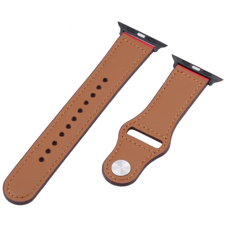 PU Leather Black Buckle Watch Band For Apple Watch Series, 7 45mm / 6&SE&5&4 44mm / 3&2&1 42mm, 7 41mm / 6&SE&5&4 40mm / 3&2&1 38mm