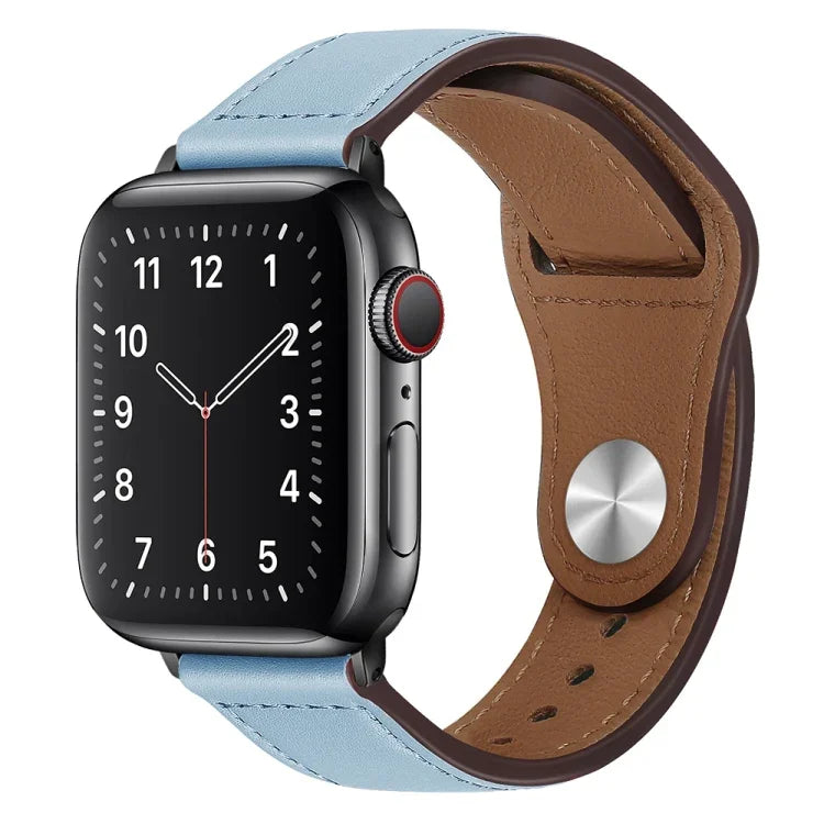 PU Leather Black Buckle Watch Band For Apple Watch Series, 7 45mm / 6&SE&5&4 44mm / 3&2&1 42mm, 7 41mm / 6&SE&5&4 40mm / 3&2&1 38mm