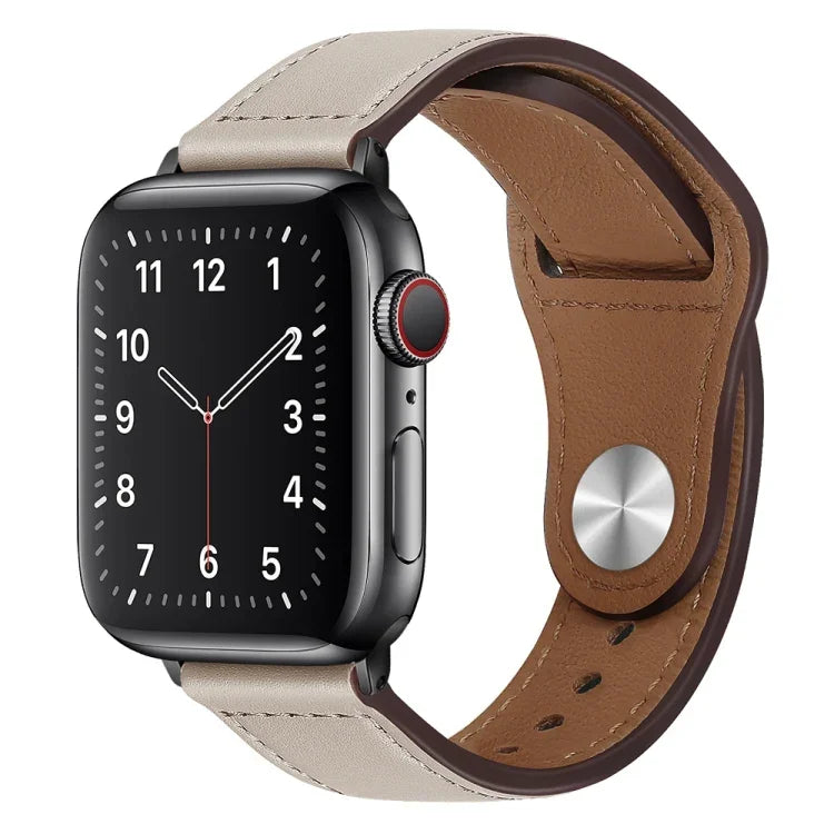 PU Leather Black Buckle Watch Band For Apple Watch Series, 7 45mm / 6&SE&5&4 44mm / 3&2&1 42mm, 7 41mm / 6&SE&5&4 40mm / 3&2&1 38mm