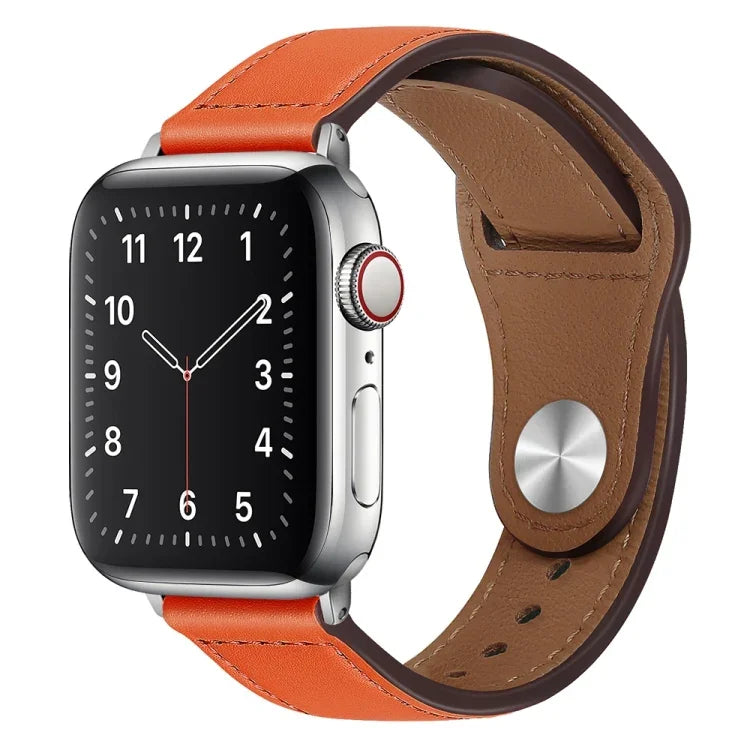 PU Leather Silver Buckle Watch Band For Apple Watch Series, 7 45mm / 6&SE&5&4 44mm / 3&2&1 42mm, 7 41mm / 6&SE&5&4 40mm / 3&2&1 38mm