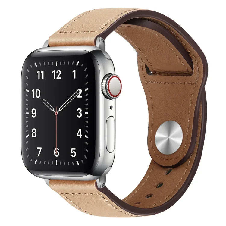 PU Leather Silver Buckle Watch Band For Apple Watch Series, 7 45mm / 6&SE&5&4 44mm / 3&2&1 42mm, 7 41mm / 6&SE&5&4 40mm / 3&2&1 38mm
