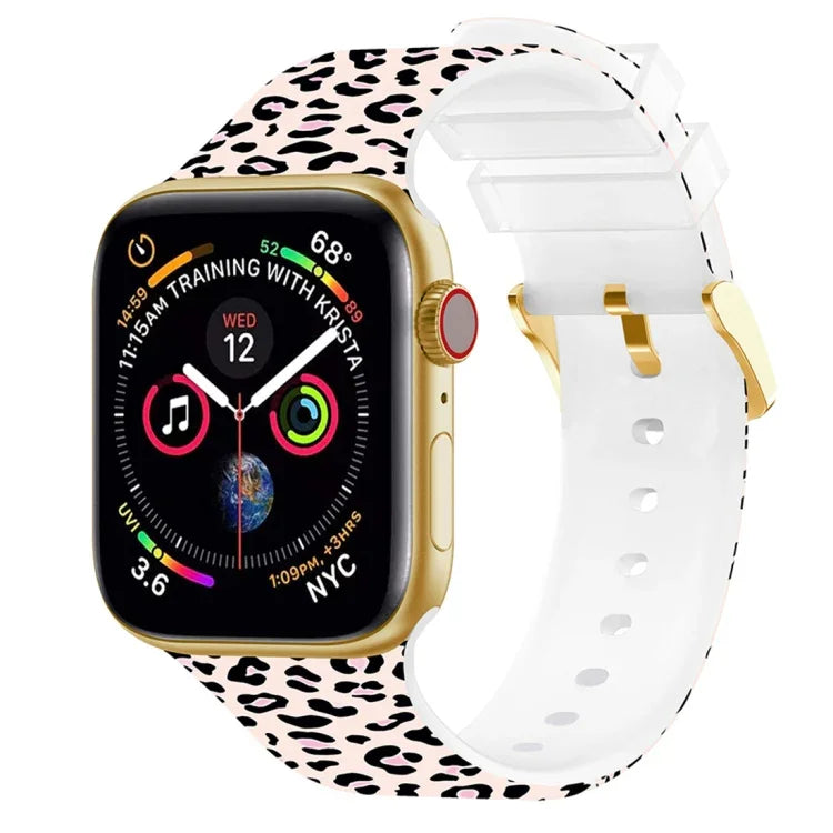 Square Buckle Color Printing Watch Band For Apple Watch Series, 7 45mm / 6&SE&5&4 44mm / 3&2&1 42mm, 7 41mm / 6&SE&5&4 40mm / 3&2&1 38mm
