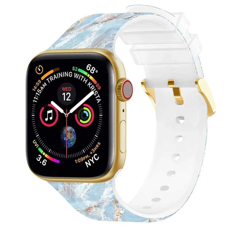 Square Buckle Color Printing Watch Band For Apple Watch Series, 7 45mm / 6&SE&5&4 44mm / 3&2&1 42mm, 7 41mm / 6&SE&5&4 40mm / 3&2&1 38mm