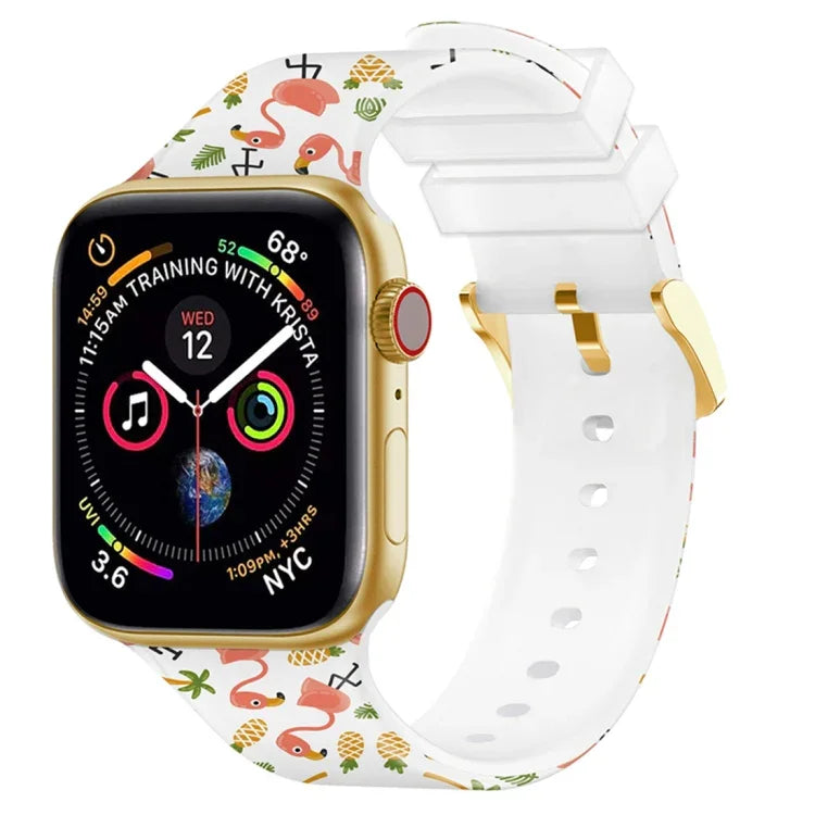 Square Buckle Color Printing Watch Band For Apple Watch Series, 7 45mm / 6&SE&5&4 44mm / 3&2&1 42mm, 7 41mm / 6&SE&5&4 40mm / 3&2&1 38mm