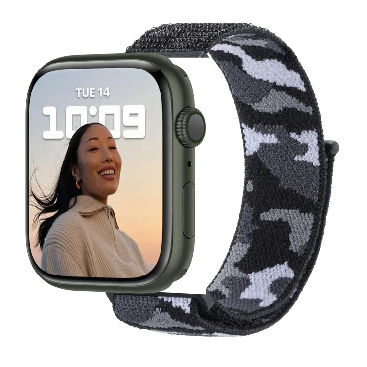 Nylon Loop Watch Band For Apple Watch Series, 7 45mm / 6&SE&5&4 44mm / 3&2&1 42mm, 7 41mm / 6&SE&5&4 40mm / 3&2&1 38mm