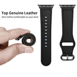 Genuine Leather Watch Band For Apple Watch Series, 7 45mm / 6&SE&5&4 44mm / 3&2&1 42mm, 7 41mm / 6&SE&5&4 40mm / 3&2&1 38mm