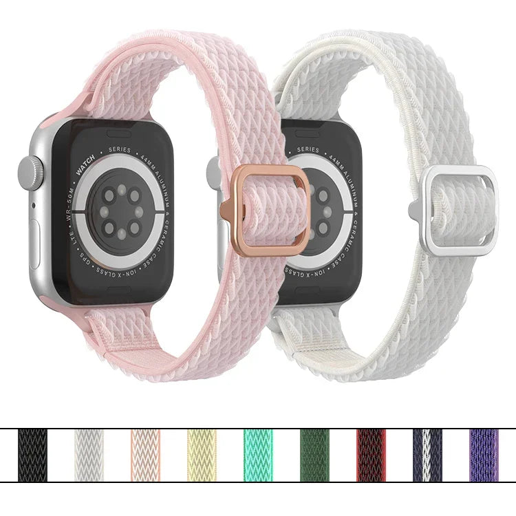 Wave Small Waist Nylon Watch Band For Apple Watch Series, 7 45mm / 6&SE&5&4 44mm / 3&2&1 42mm, 7 41mm / 6&SE&5&4 40mm / 3&2&1 38mm
