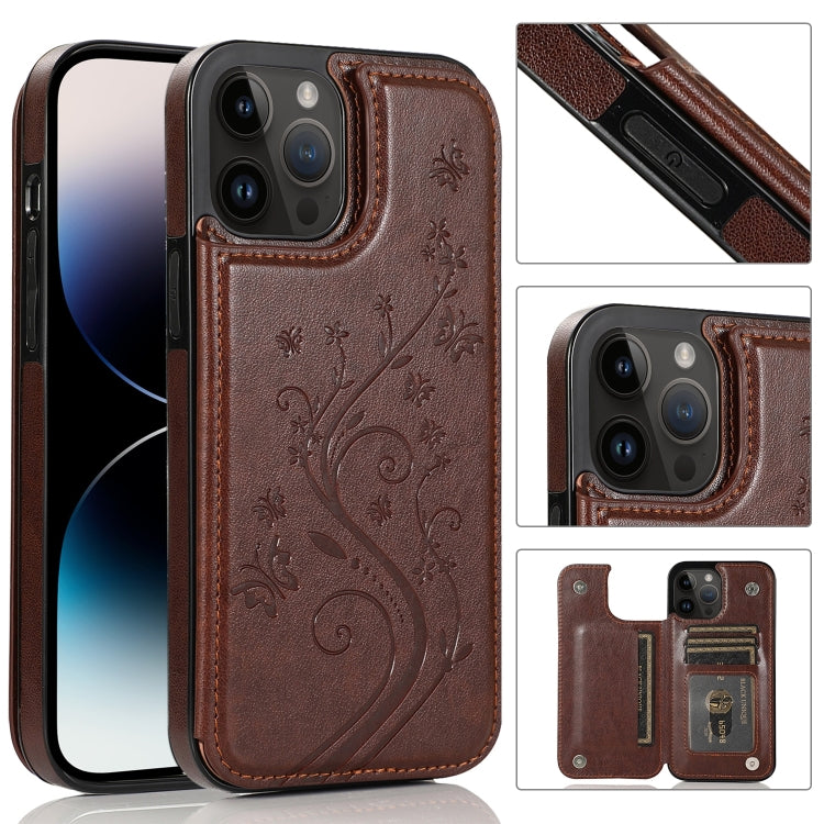 Butterflies Flowers Double Buckle Case, For iPhone 14 Pro Max, For iPhone 14 Pro, For iPhone 14, For iPhone 14 Plus