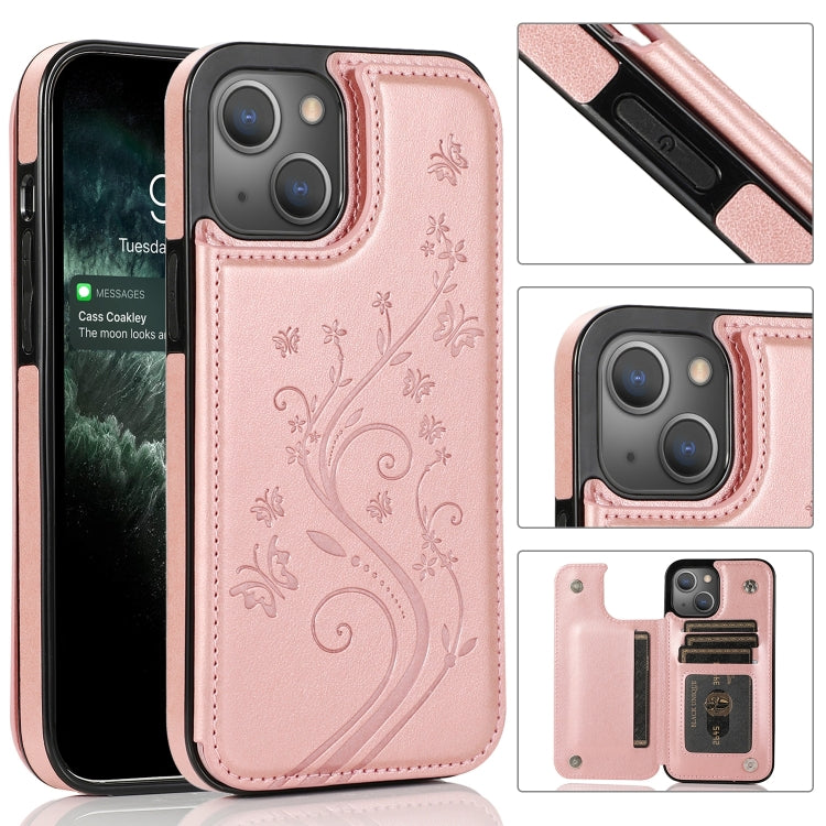 Butterflies Flowers Double Buckle Case, For iPhone 14 Pro Max, For iPhone 14 Pro, For iPhone 14, For iPhone 14 Plus