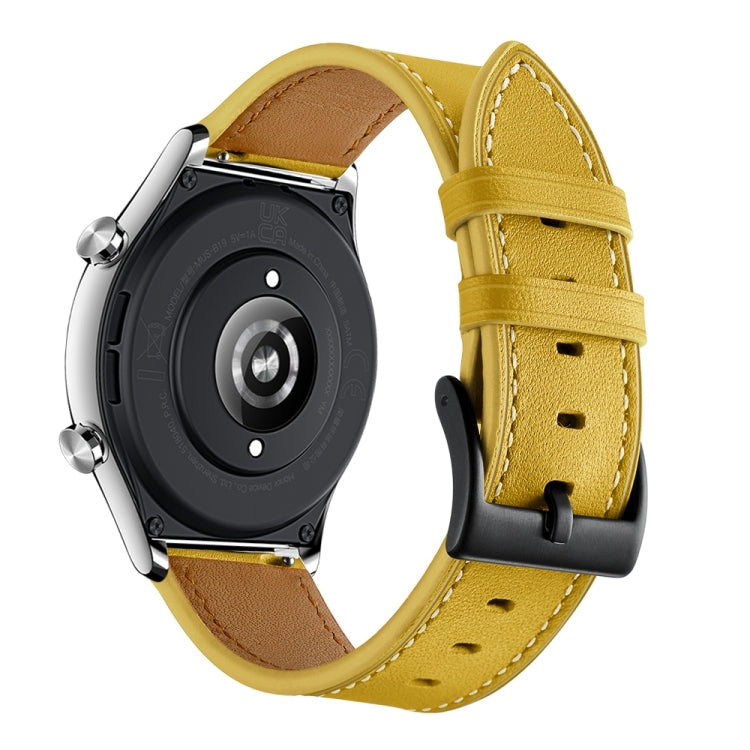 22mm Cowhide Leather Sewing Thread Watch Band, For Honor Watch GS 3