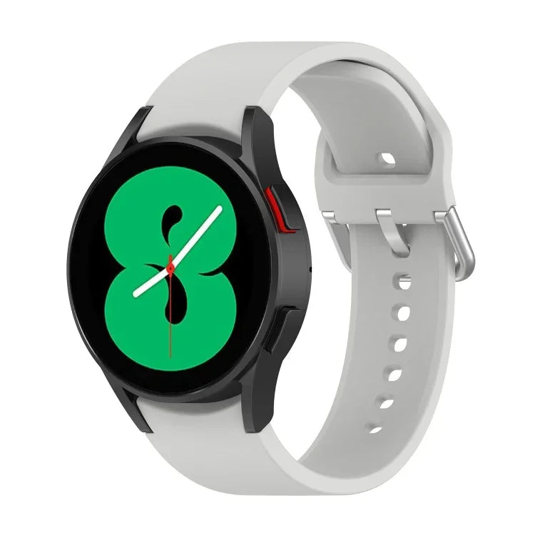 Official Silicone Silver Round Buckle Watch Band, For Samsung Galaxy Watch 5 44mm