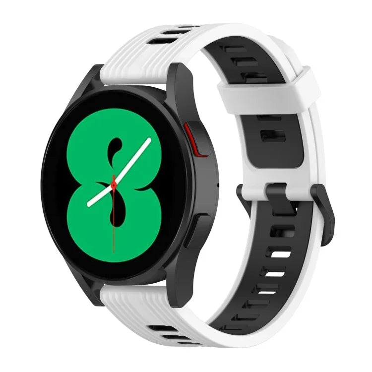 20mm Two-color Stripe Silicone Watch Band, For Samsung Galaxy Watch 5 40mm, For Samsung Galaxy Watch 5 44mm, For Samsung Galaxy Watch 5 Pro 45mm