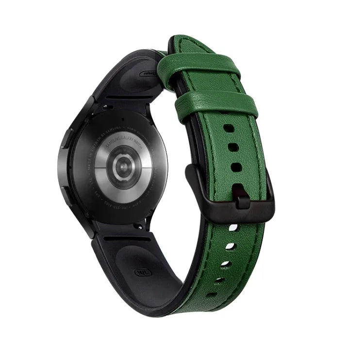 Silicone + Leather Black Buckle Watch Band, For Samsung Galaxy Watch5 Pro 45mm/5 44mm/5 40mm