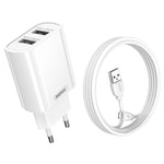 REMAX RP-U35 Jane Series 2.1A Dual USB Port Fast Charger Set, 8 Pin, Micro USB, USB-C/Type-C