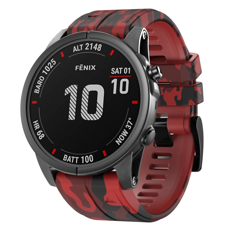 Camouflage Silicone Watch Band, For Garmin Fenix 7, For Garmin Fenix 7X
