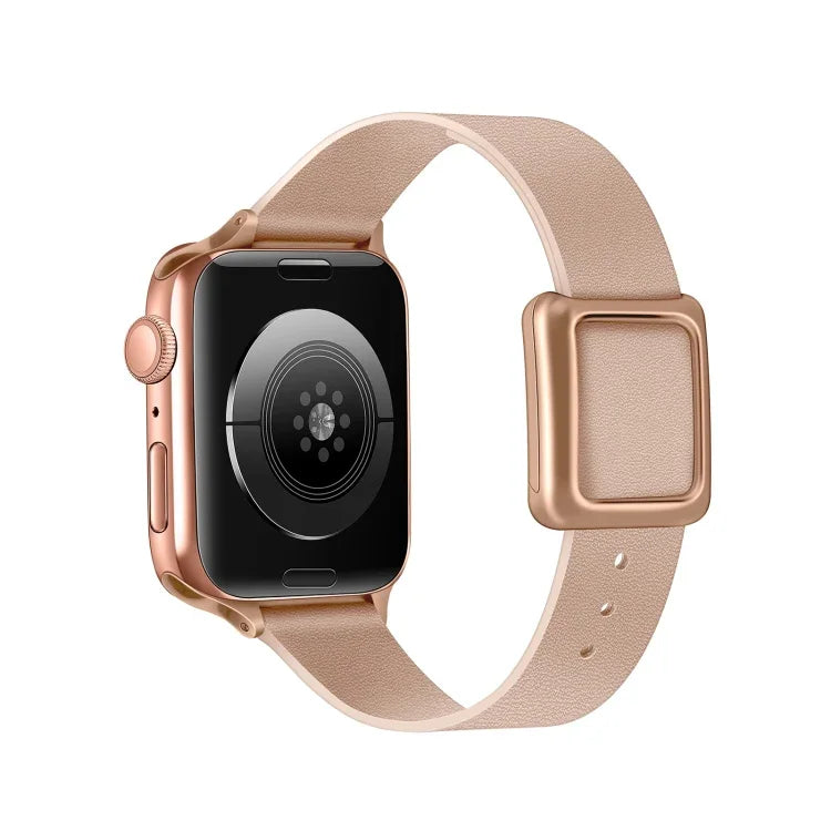 Magnetic Rose Gold Square Buckle Watch Band For Apple Watch Series, 7 45mm / 6&SE&5&4 44mm / 3&2&1 42mm, 7 41mm / 6&SE&5&4 40mm / 3&2&1 38mm
