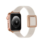 Magnetic Rose Gold Square Buckle Watch Band For Apple Watch Series, 7 45mm / 6&SE&5&4 44mm / 3&2&1 42mm, 7 41mm / 6&SE&5&4 40mm / 3&2&1 38mm