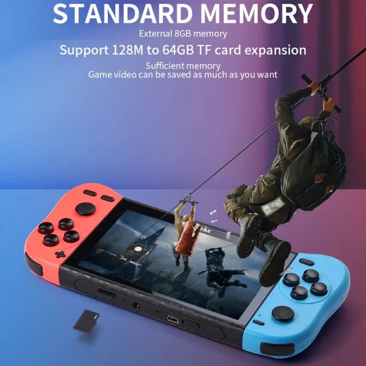 X50 5.1 inch Screen Handheld Retro Game Console 8G Memory with 6000+ Games, X50 / Black, X50 / Red+Blue