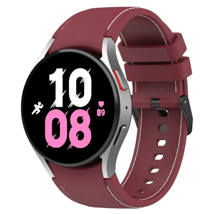 Leather Texture Silicone Watch Band, For Samsung Galaxy Watch5 / Watch5 Pro /  Watch4