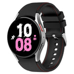 Universal Leather Texture Silicone Watch Band for Samsung Galaxy Watch, featuring a stylish black design.