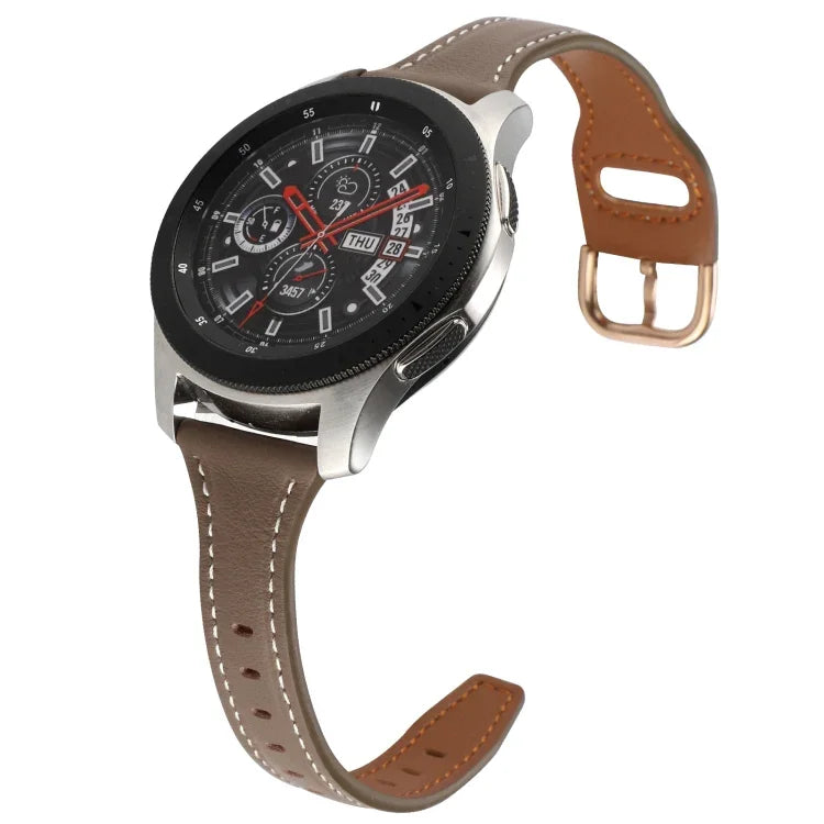 22mm Reverse Buckle Genuine Leather Watch Band, For Samsung Galaxy Watch3 / Huawei Watch GT3 Pro