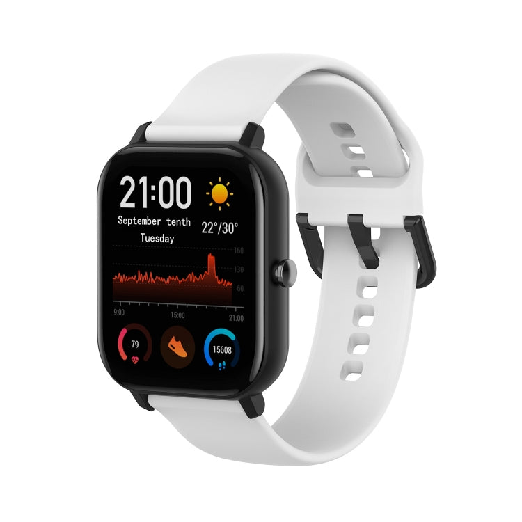 For Amazfit GTS4 Mini Solid Color Soft Silicone Watch Band, S Size, Large Size
