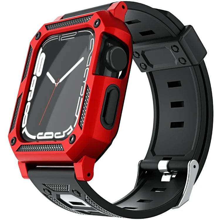 Military Silicone Watch Band + Watch Case Set, For Apple Watch Series 9/8/7 45mm, For Apple Watch Series 9/8/7 41mm
