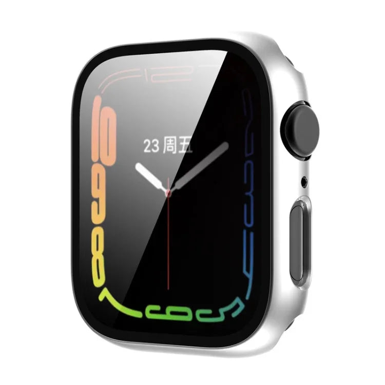 Tempered Glass Film Plating PC Watch Case, For Apple Watch Series 9 / 8 & 7 45mm, For Apple Watch Series 9 / 8 & 7 41mm