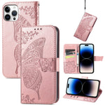 Butterfly Embossing Leather Case, For iPhone 14 Pro Max, For iPhone 14 Pro, For iPhone 14, For iPhone 14 Plus