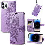 Butterfly Embossing Leather Case, For iPhone 14 Pro Max, For iPhone 14 Pro, For iPhone 14, For iPhone 14 Plus