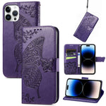 Butterfly Embossing Leather Case, For iPhone 14 Pro Max, For iPhone 14 Pro, For iPhone 14, For iPhone 14 Plus