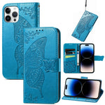Butterfly Embossing Leather Case, For iPhone 14 Pro Max, For iPhone 14 Pro, For iPhone 14, For iPhone 14 Plus