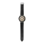 For Samsung Galaxy Watch5 40mm / 44mm Litchi Genuine Leather Watch Band, Black Buckle, Silver Buckle