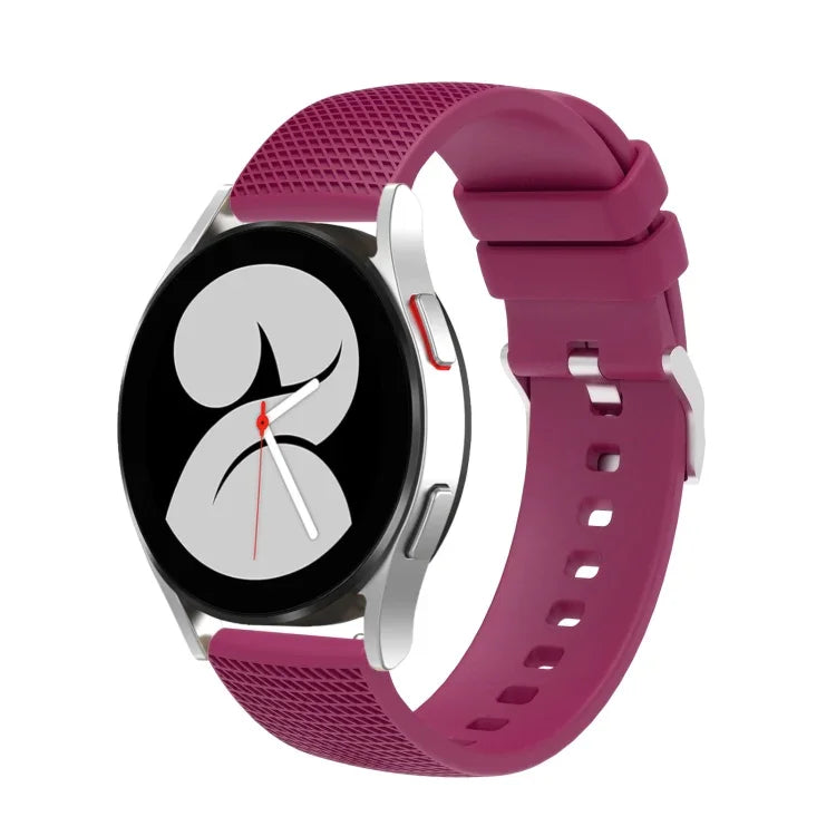 20mm Pockmarked Silver Buckle Silicone Watch Band, For Samsung Galaxy Watch5 40mm/44mm / Watch5 Pro
