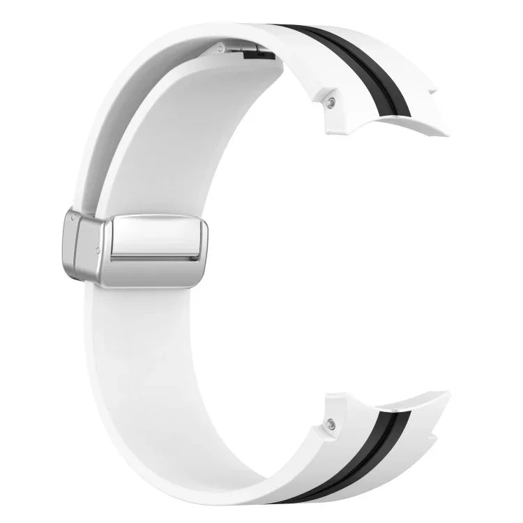 Two-color Silver Buckle Silicone Watch Band, For Samsung Galaxy Watch 5 Pro