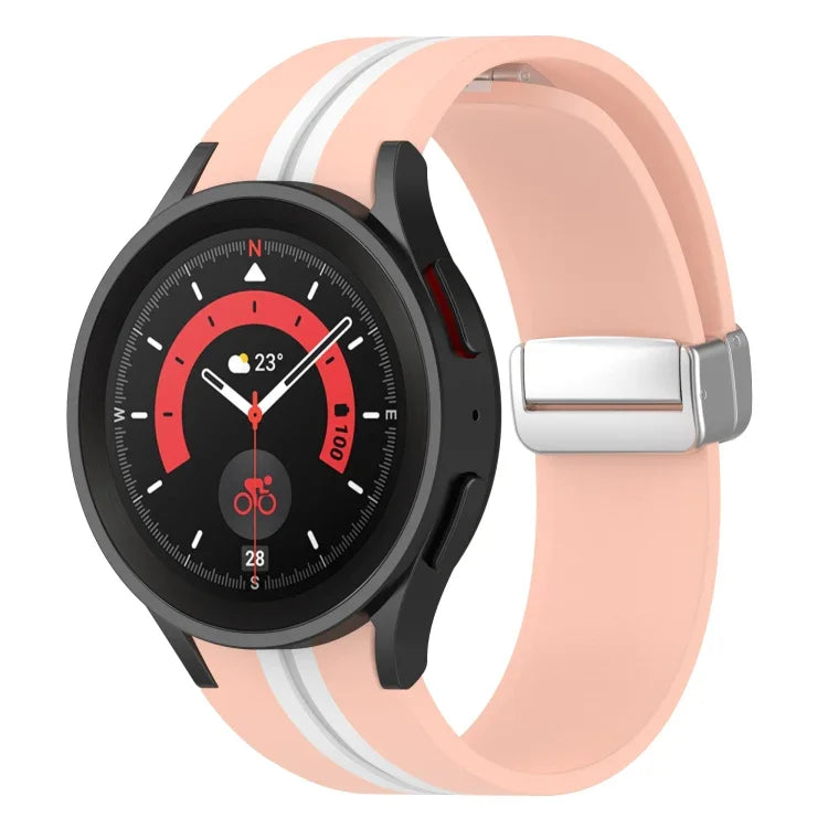 Two-color Silver Buckle Silicone Watch Band, For Samsung Galaxy Watch 5 Pro