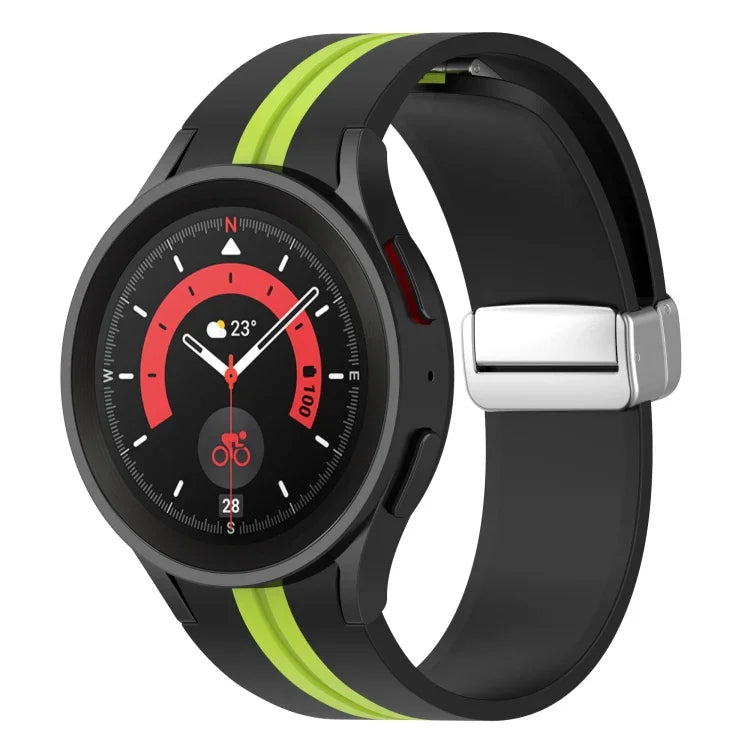 Two-color Silver Buckle Silicone Watch Band, For Samsung Galaxy Watch 5 Pro