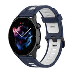 22mm Stripe Two-color Silicone Stainless Steel Buckle Watch Band, For Amazfit GTR 4 / GTS 4 / GTR 3