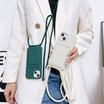 Crossbody Lanyard Elastic Silicone Card Holder Phone Case, For iPhone 11 Pro Max