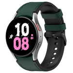 For Samsung Galaxy Watch5 44mm / 40mm Silicone Leather Black Buckle Watch Band, S, L