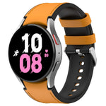 For Samsung Galaxy Watch5 44mm / 40mm Silicone Leather Silver Buckle Watch Band, S, L