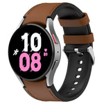 For Samsung Galaxy Watch5 44mm / 40mm Silicone Leather Silver Buckle Watch Band, S, L