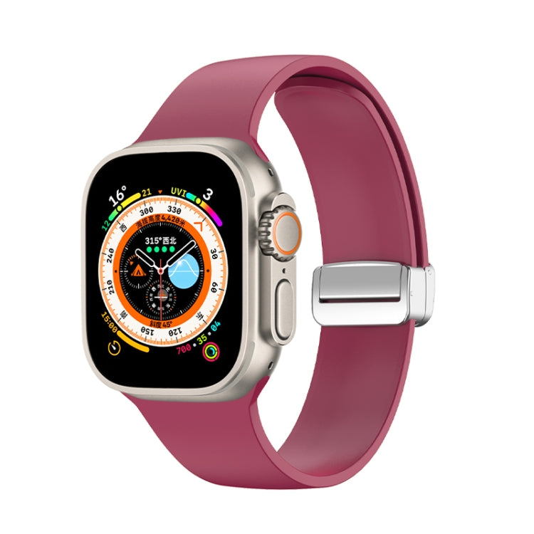 Folding Buckle Silicone Watch Band, For Apple Watch Ultra 49mm, For Apple Watch Series 8&7 45mm / SE 2&6&SE&5&4 44mm / 3&2&1 42mm