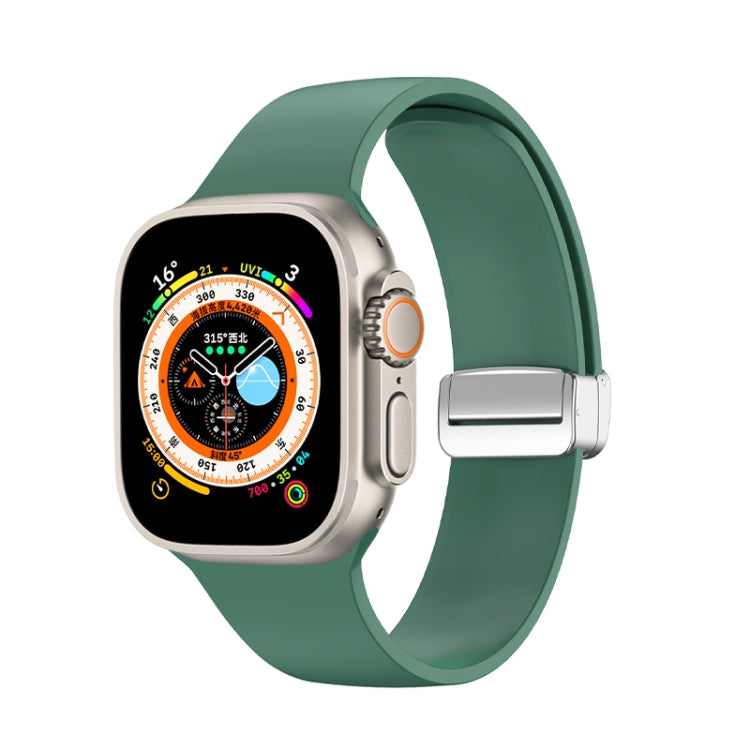 Folding Buckle Silicone Watch Band, For Apple Watch Ultra 49mm, For Apple Watch Series 8&7 45mm / SE 2&6&SE&5&4 44mm / 3&2&1 42mm